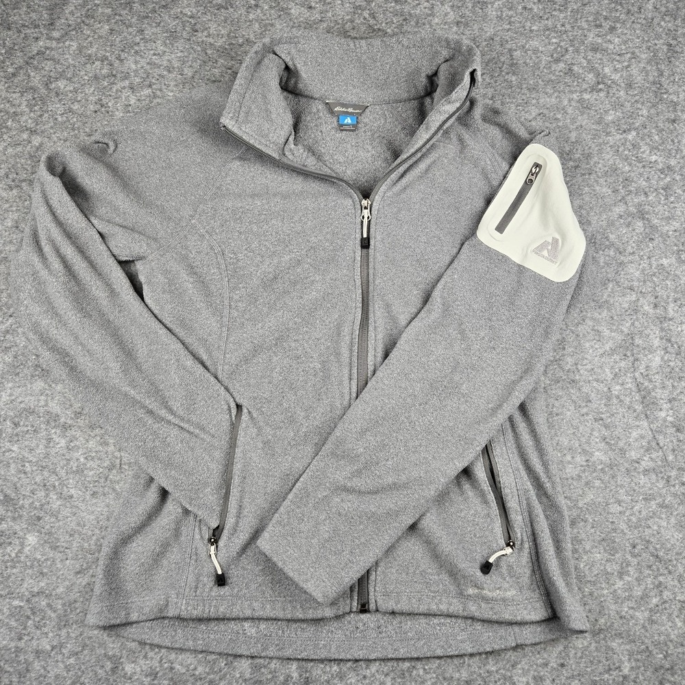 Eddie‎ Bauer First Ascent Fleece Sweater Womens Large Gray Full Zip Long Sleeve